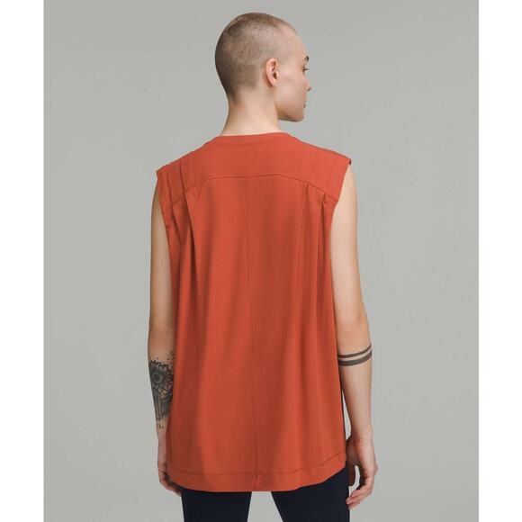 Lululemon Modal Pleated Shoulder Tank Top in Red Rock, Sz 4 - Picture 3 of 11